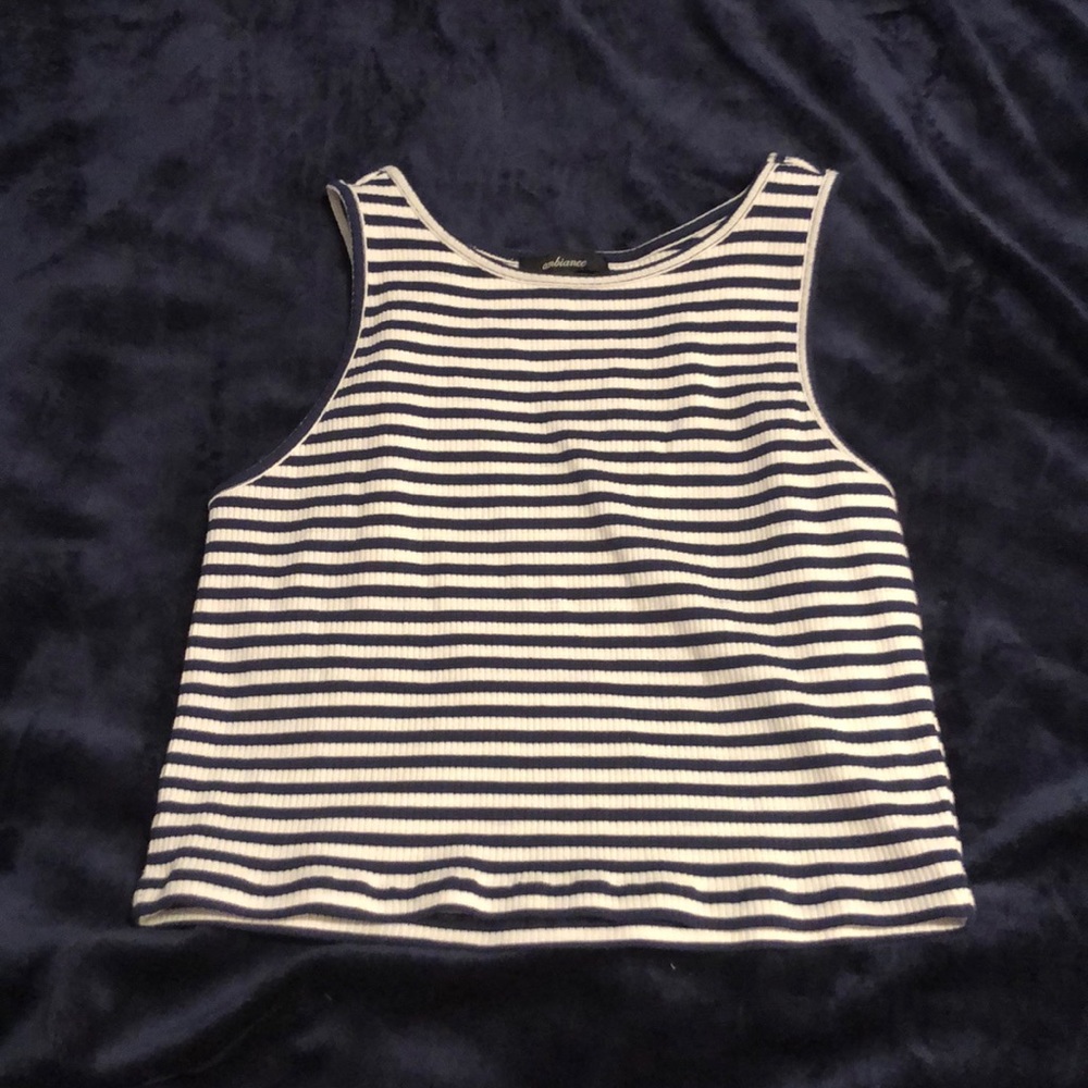 Navy and white crop top